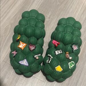 Green Bubble Slides with Fun Charms